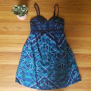 Xhilaration Blue Geometric Sweetheart Sundress